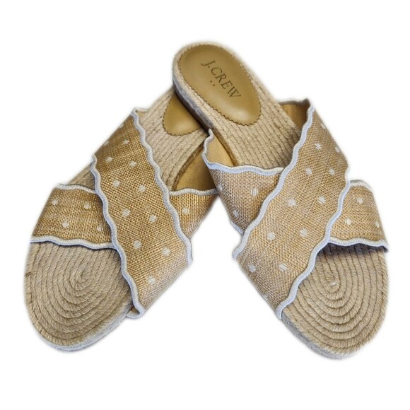 J. Crew Scalloped Polka Dot Slide Sandals, EUC, Size 8 - Picture 1 of 7